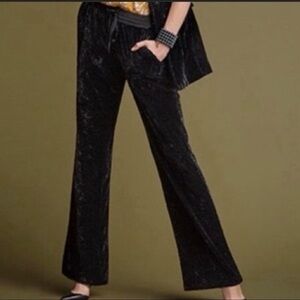 Cabi Black Velvet Wide Leg Lounge Pants Size Small